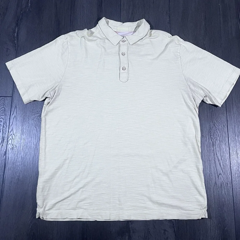 Tommy‎ Bahama Mens Polo Large Butter Yellow Emfielder Blokecore Supima Golf